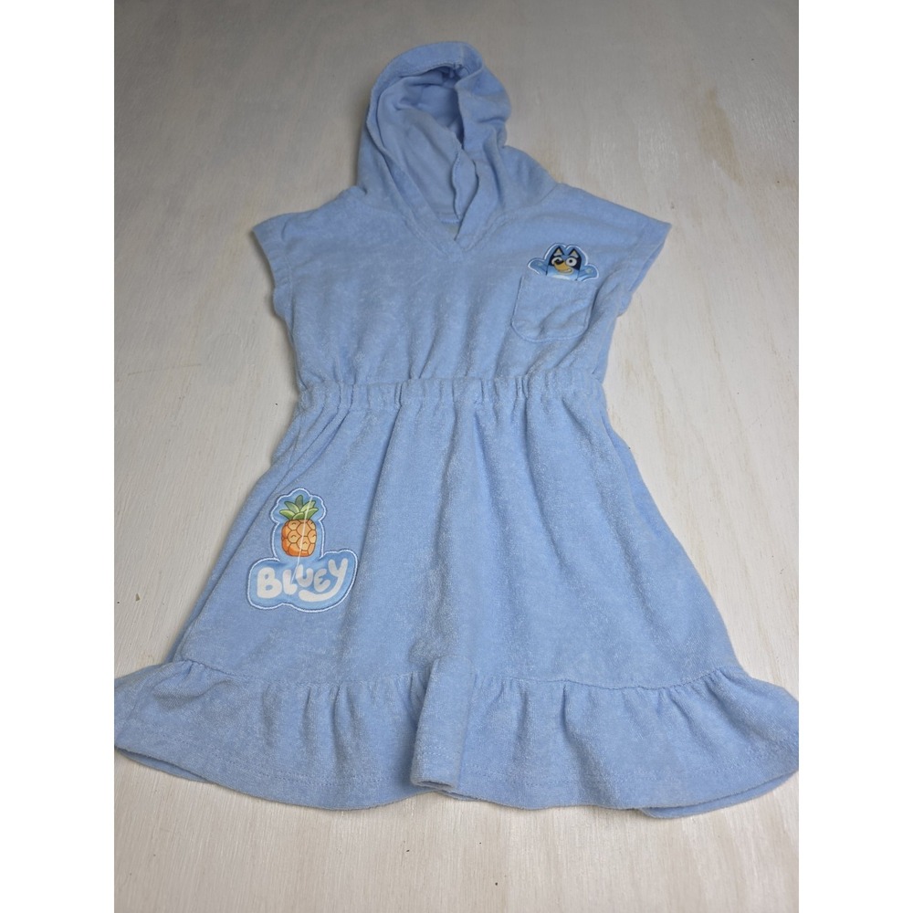 Bluey Girls Pull Over Terry Swim Coverup Blue Size 4T